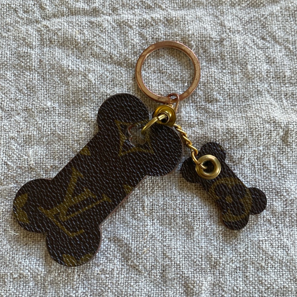Repurposed LV Louis Vuitton Dog Bone Key Chain